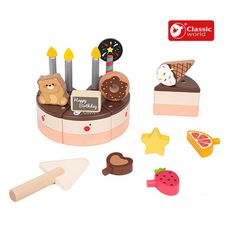 【德國 classic world 客來喜經典木玩】美味巧克力蛋糕切切樂(木製家家酒玩具)