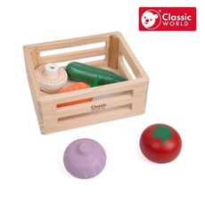 【德國 classic world 客來喜經典木玩】綠色田園蔬菜籃/家家酒玩具