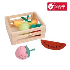 【德國 classic world 客來喜經典木玩】清新果香水果籃/家家酒玩具