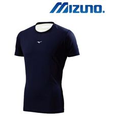 美津濃 MIZUNO 短袖圓領 運動緊身衣 抗UV -12TA8C0314 丈青