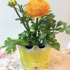 少女心粉色馬卡龍系列，小清新陶瓷皇冠花器，永生花DIY大號花盆 (送托盤)