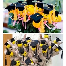 畢業博士帽，萬聖節巫婆帽，畢業玩偶花束裝飾(10入)
