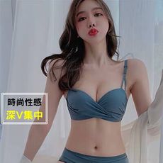 交叉扭結無鋼圈半杯集中單件內衣 (多穿法胸罩)
