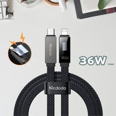 Mcdodo 麥多多 PD36W快充線 Lightnig 跑馬燈律動線 編織扁線 手機平板充電線