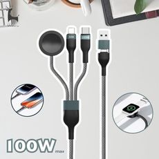五合一編織快充線 PD100W USB type-c iphone apple watch充電
