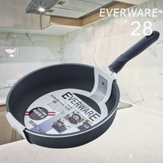 免運  / 台灣製 【EVERWARE】手工鑄造 鐵鏟專用不沾深平底鍋 28CM [鍋身加高/無蓋]