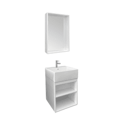 CERAX 洗樂適衛浴47CM開放式浴櫃組、PVC發泡板+不銹鋼龍頭(按壓式落水頭)+開方式鏡櫃