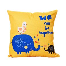大象派對 卡通風棉麻抱枕(45×45cm) 大象寶寶