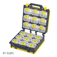 台灣製【多用途零件整理盒(背帶+內盒*18) KT-918FC】分類盒 零件盒 收納盒 工作提盒