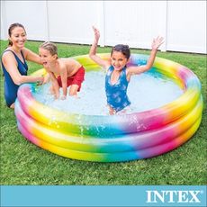 【INTEX】漸層彩虹圓形充氣泳池168x38cm(581L)-適2歲以上 (58449)