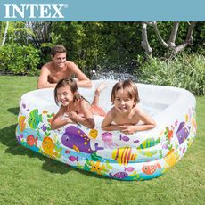 【INTEX】海底動物方型戲水游泳池159x159x50cm(57471N)