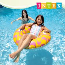 【INTEX】波浪紋游泳圈帶雙握把-直徑91cm 適9歲+(59256)