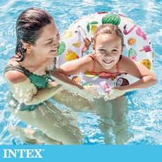 【INTEX】熱帶風游泳圈直徑51cm(圖案隨機) 適用：3~6歲(59230)