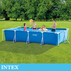 【INTEX】簡易裝長方型框架游泳池450x220x84cm(7127L)適用6歲+ (28273)