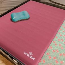 【LIFECODE】桃皮絨雙人自動充氣睡墊-厚8cm(196x135x8cm)-3色可選