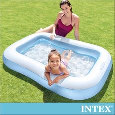 【INTEX】長方形充氣泳池166x100x深25cm(90L)-適2歲以上(57403)