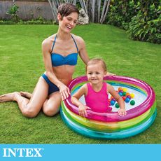 【INTEX】經典三環寶貝遊戲球池附50顆球86x25CM (48674NP)