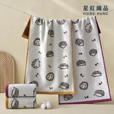 【星紅織品】可愛刺蝟圖案純棉兒童毛巾