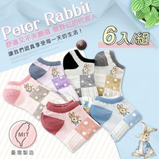 正版授權彼得兔織花船形襪（6入/組）台灣製 彼得兔 短襪 棉短 女襪 透氣襪 踝襪 船形襪