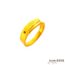 J'code真愛密碼金飾 締結良緣黃金/水晶男戒指