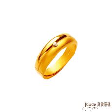 J'code真愛密碼金飾 永恆相隨黃金/水晶男戒指