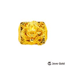 Jove Gold 漾金飾 雲龍現身寬版黃金男戒指