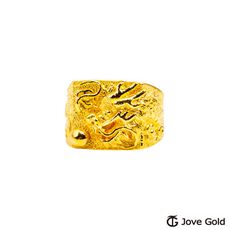 Jove Gold 漾金飾 祥龍戲珠寬版黃金男戒指