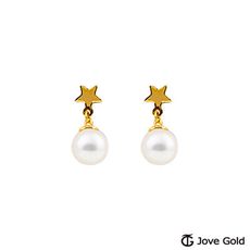 JoveGold漾金飾 天籟天然珍珠黃金耳環