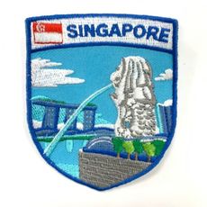 新加坡 魚尾獅 金沙酒店 外套電繡文青設計 布藝徽章 DIY 創意 Patch刺繡士氣章 貼章 補丁