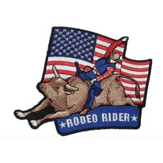 美國 RODEO RIDER(牛仔騎野牛) 熨燙背膠補丁 布藝徽章 熱燙刺繡士氣章 貼章 補丁貼 燙