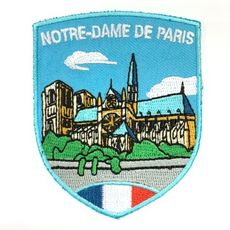法國 巴黎聖母院 整體 地標熱燙刺繡背膠補丁 袖標 布標 布貼 補丁 貼布繡 臂章