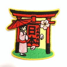 日本Q版 鳥居 皮夾 皮包 手機 刺繡貼布 電繡貼 背膠補丁標熨燙刺繡士氣章 貼章 補丁貼 燙布貼