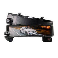【路易視】QX7 12吋 1080P 三鏡頭 電子後視鏡 行車記錄器 (雙錄+車內錄影) 送64G卡