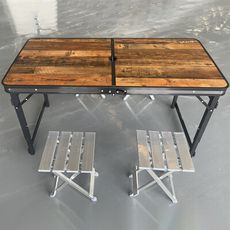 工業風木紋方桿折疊桌 四邊加固 加厚加強 鋁合金方桿加固 露營桌 會議桌