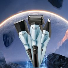【KEMEI】USB充電式三合一功能碳鋼電動理髮器/電鬍刀/鼻毛刀(刮鬍刀/鼻毛器)(E1427)