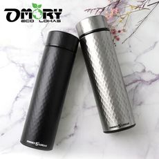 【OMORY】金鑽立體菱格紋不鏽鋼保冷/保溫瓶500ML-任選