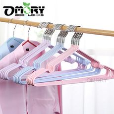 【OMORY】北歐風馬卡龍不鏽鋼覆膜／浸塑防滑衣架40*19CM(同色10支=1入)-多色任選