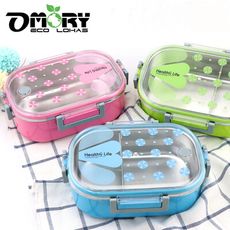 【OMORY】LUNCH BOX#304 長形不鏽鋼分隔餐盒980ml(贈手作杯套)-任選