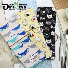 【OMORY】日式麻布手作環保餐具袋(無附餐具)-任選