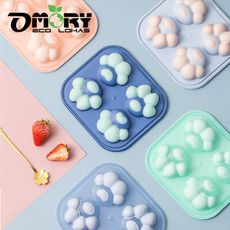 【OMORY】可愛動物製冰模 果凍模 副食品冰磚 布丁模  立體肉球矽膠冰模 四連貓掌-任選