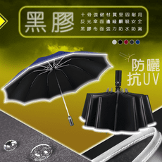 黑膠反摺自動晴陽傘 超大傘 折疊傘 自動傘 遮陽傘 抗UV 自動摺疊雨傘 大傘面黑膠傘  傘 雨傘