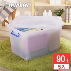 【KEYWAY聯府】弗林加厚滑輪整理箱90L-5入 收納好幫手/聯府原廠 MIT