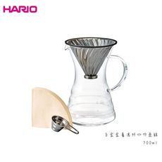 【現貨】HARIO v60白金金屬濾杯咖啡壺組 700ml 耐熱玻璃 咖啡壺 v60濾杯 附濾紙40