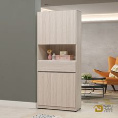 WAKUHOME 瓦酷家具Sunrice自然日系淺灰橡2.6尺展示收納鞋櫃A014-K993