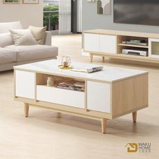 WAKUHOME 瓦酷家具Antony極簡北歐風白楓木4尺岩板大茶几A024-S660-A