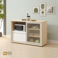WAKUHOME 瓦酷家具Aimet北美楓木長虹玻璃4尺餐櫃(滑門設計)A024-S786