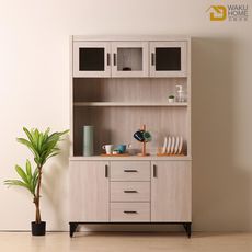 WAKUHOME 瓦酷家具 Linda白橡簡約生活 4尺餐櫃(全組) B001-245-1+2