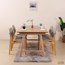 WAKUHOME 瓦酷家具  Nova北歐時尚北美松木椅(原木色+淺灰色貓抓皮)B001-C402