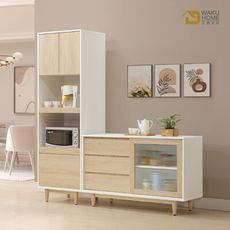 WAKUHOME 瓦酷家具Antony極簡北歐風白楓木4尺餐櫃+2尺電器櫃A024-S669+672