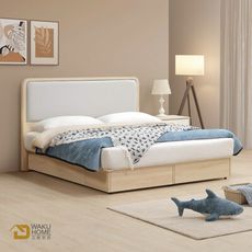 WAKUHOME 瓦酷家具Antony極簡北歐風白楓木5尺雙人床組(左右共四抽-2色可選)